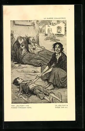 Künstler-AK Louis Raemaekers: The Kultur has passed trough here