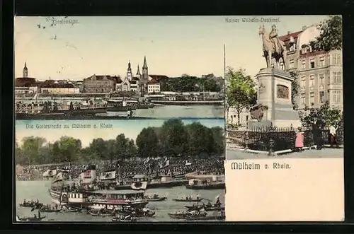 AK Mülheim a. Rhein, Totalansicht, Kaiser Wilhelm-Denkmal