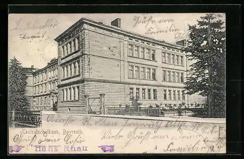 AK Bayreuth, Centralschulhaus, Strassenpartie