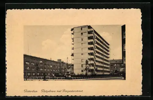 Präge-AK Rotterdam, Flatgebouw met Borgesiusstraat