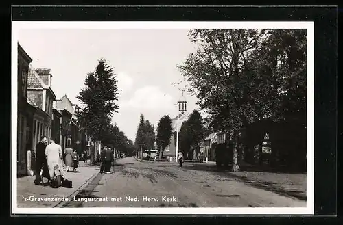 AK `s-Gravenhage, Langestraat met Ned. Herv. Kerk