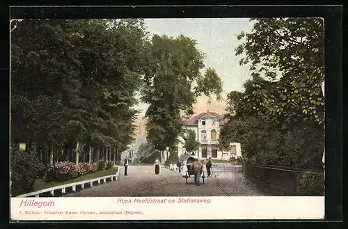 AK Hillegom, Hoek Hoofdstraat en Stationsweg