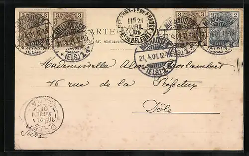 AK Junge Frau spielt Laute, Jugendstil