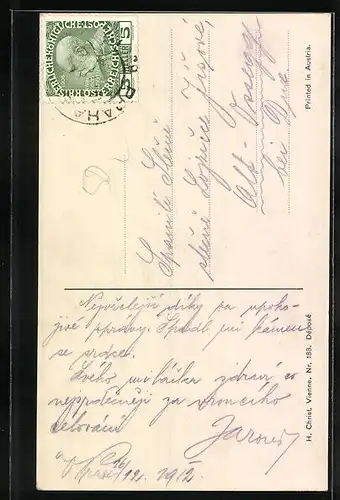 Künstler-AK H. Christ Nr. 188: Herr hilft Dame über den Fluss