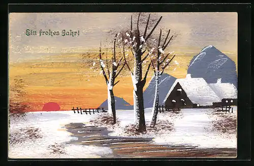 Künstler-AK H. Christ Nr. 150: Sonnenaufgang am Wintermorgen