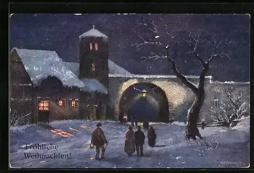 Künstler-AK H. Christ Nr. 274: Winterspaziergang in der Nacht