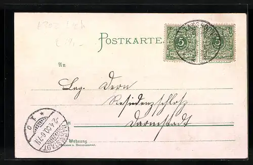 Lithographie Langsdorf, Kirche, Hauptstrasse, Blutbuche, Licher Strasse