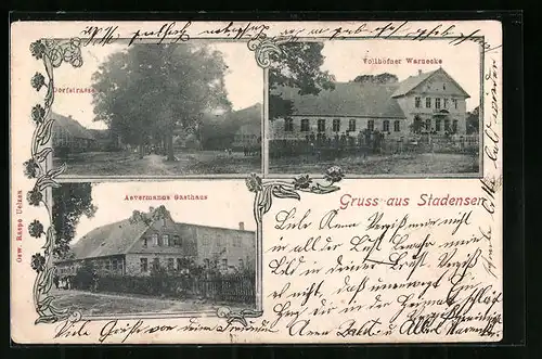 AK Stadensen, Aevermanns Gasthaus, Dorfstrasse, Vollhöfner Warnecke