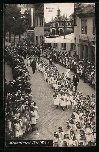 AK Mühlhausen, Poppenroder Brunnenfest 1913, Strassenumzug, Popperoder Quelle