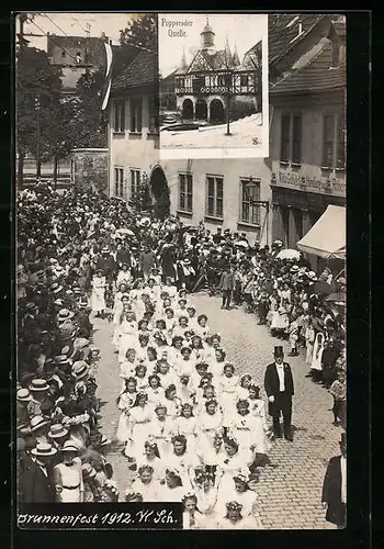 AK Mühlhausen /Thür., Brunnenfest 1912, Strassenumzug, Poppenroder Quelle