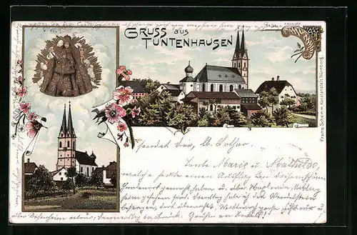 Lithographie Tuntenhausen, Wallfahrtskirche mit Gnadenmutter