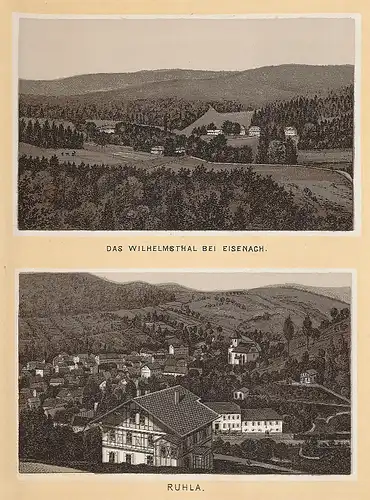 Leporello-Album Wartburg udn Umgebung, 29 Lithographie-Ansichten, Ritterhof, Landgrafenhaus, Karlsplatz mit Strassenbahn