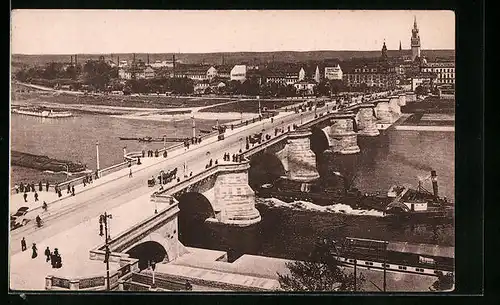 AK Dresden, Blick auf die Friedrich-August-Brücke