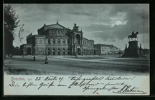Mondschein-AK Dresden, Kgl. Hoftheater