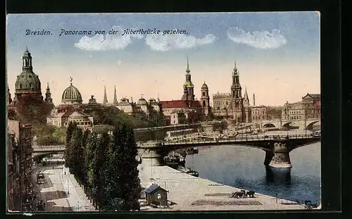 AK Dresden, Panorama von der Albertbrücke gesehen