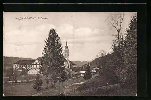 AK Schäftlarn i. Isartal, Blick zum Kloster
