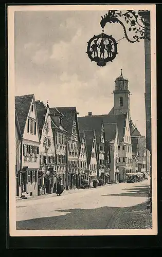 AK Dinkelsbühl, Segringer Strasse mit Dreimohrenschild