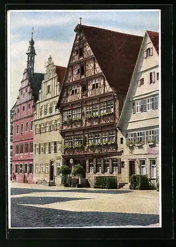 AK Dinkelsbühl, Häuser am Marktplatz