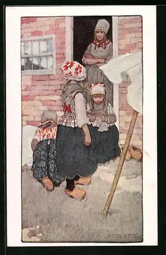 Künstler-AK M. Munk Nr. 386: Niederländische Kinder in Tracht