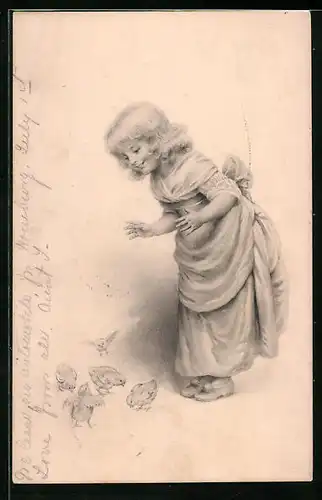 Künstler-AK M. Munk Nr. 217: Mädchen mit Küken