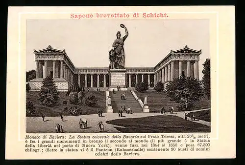 Sammelbild Sapone brevettato di Schicht, Monaco di Baviera, La Statua colossale della Bavaria sul Prato Teresa