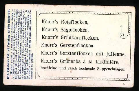 Sammelbild C. H. Knorr AG Nahrungsmittelfabriken, Ekkehard`s Fall & Fesselung auf dem Hohentwiel