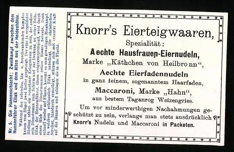 Sammelbild Knorr`s Eierteigwaren, Ekkehard, Zweikampf zwischen Ellak & dem Alten aus der Heidenhöhle