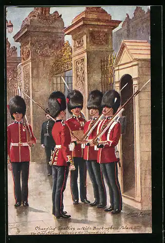 Künstler-AK Harry Payne: London, Military, The Coldstream guards, Britische Soldaten in Uniform