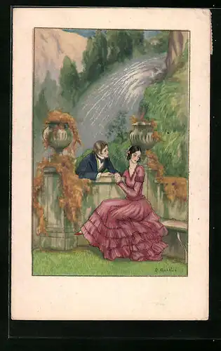 Künstler-AK Dario Gobbi: Frau neigt verlegen den Kopf von ihrem Liebsten weg