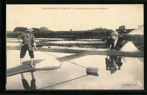 AK Le Pouliguen, La Cueillette du Sel dans le Marais