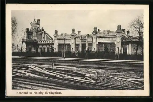 AK Holoby, vor dem Bahnhof