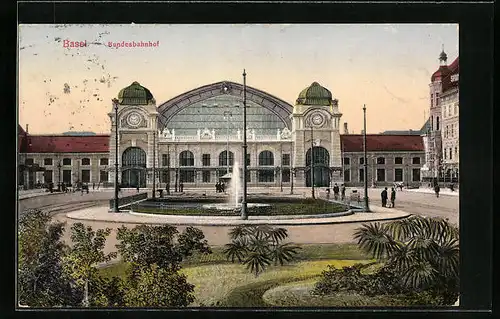 AK Basel, Bundesbahnhof mit Anlagen