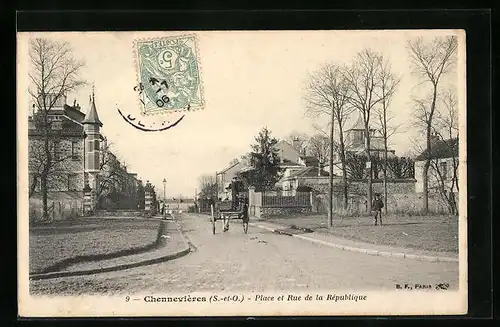 AK Chennevieres, Place et Rue de la Republique