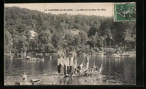 AK La Varenne-St-Hilaire, La Marne un jour de fete