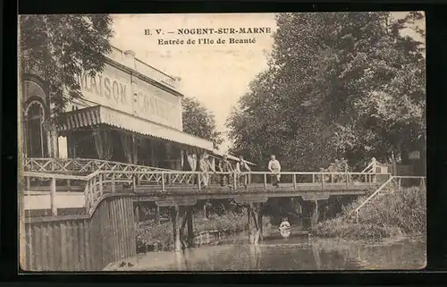 AK Nogent-sur-Marne, Entrée de l'Ile de Beauté