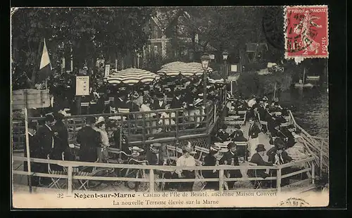 AK Nogent-sur-Marne, Casino de l'Ile de Beauté, ancienne Maison Convert, la nouvelle Terrasse élevée la Marne