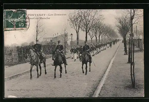 AK Fontenay, Les Zouaves, Départ en Marche