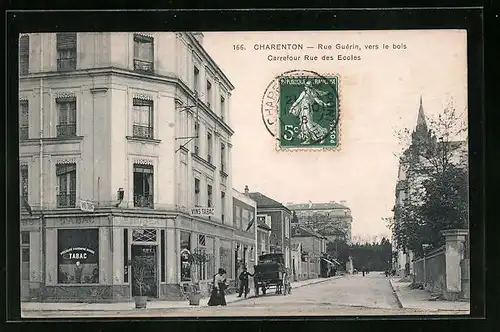 AK Charenton, Rue Guérin, vers le bois Carrefour Rue des Ecoles