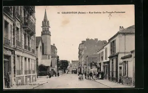 AK Charenton, Rue Guérin, Le temple Protestant