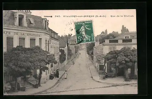 AK Villiers-sur-Marne, Rue de la Station, Strassenpartie