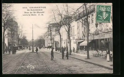 AK Charenton, St-Maurice, Rue de St-Mandé vers le Bois, Strassenpartie