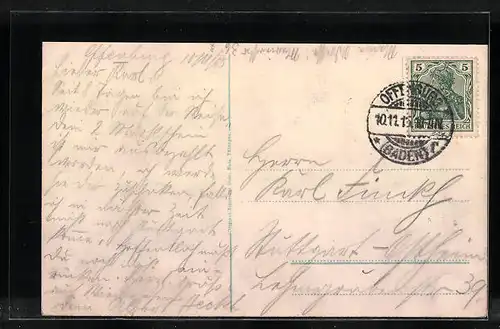 AK Offenburg, Partie am Marktplatz mit Drake-Denkmal