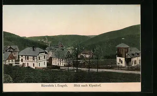 Goldfenster-AK Bärenfels i. Erzgeb., Blick nach Kipsdorf mit leuchtenden Fenstern