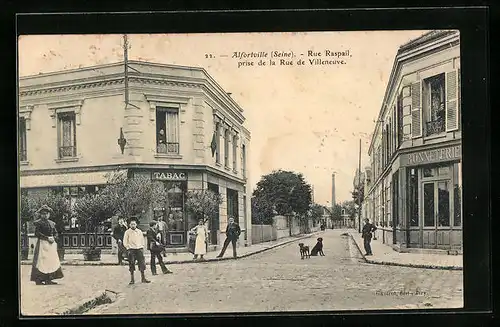 AK Alfortville, Rue Raspail prise de la Rue de Villeneuve, Strassenpartie