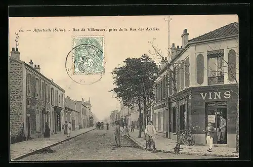AK Alfortville, Rue de Villeneuve prise de la Rue des Acacias, Strassenpartie