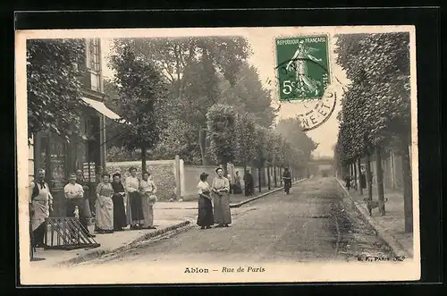 AK Ablon, Rue de Paris, Strassenpartie
