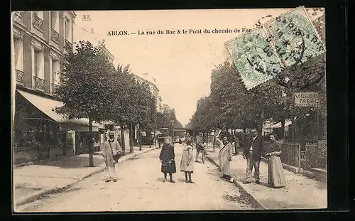 AK Ablon, La rue du Bac & le Pont du chemin de Fer