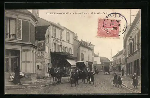 AK Villiers-sur-Marne, La Rue de Paris, Strassenpartie