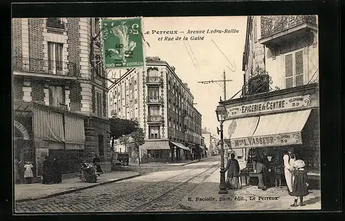 AK Le Perreux, Avenue Ledru-Rollin et Rue de la Gaîté