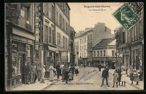 AK Nogent-sur-Marne, La Grande-Rue, Strassenpartie